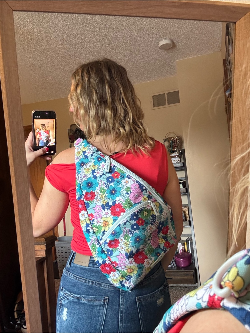 Vera Bradley Floral Pattern Crossbody Sling Bag - Blue Multi